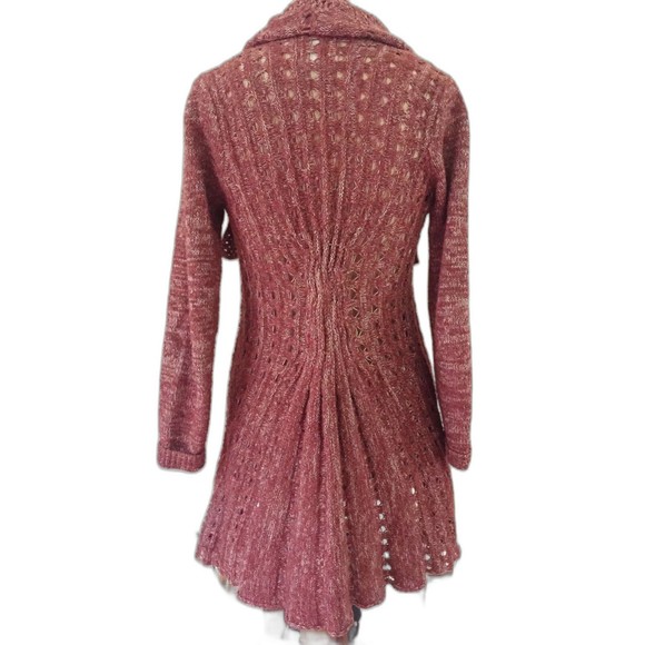 Anthropologie Rosie Neira All Days Red Wool Cardigan Sweater Small - Picture 3 of 6